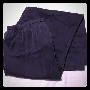 Eileen Fisher washed silk pants, navy, L